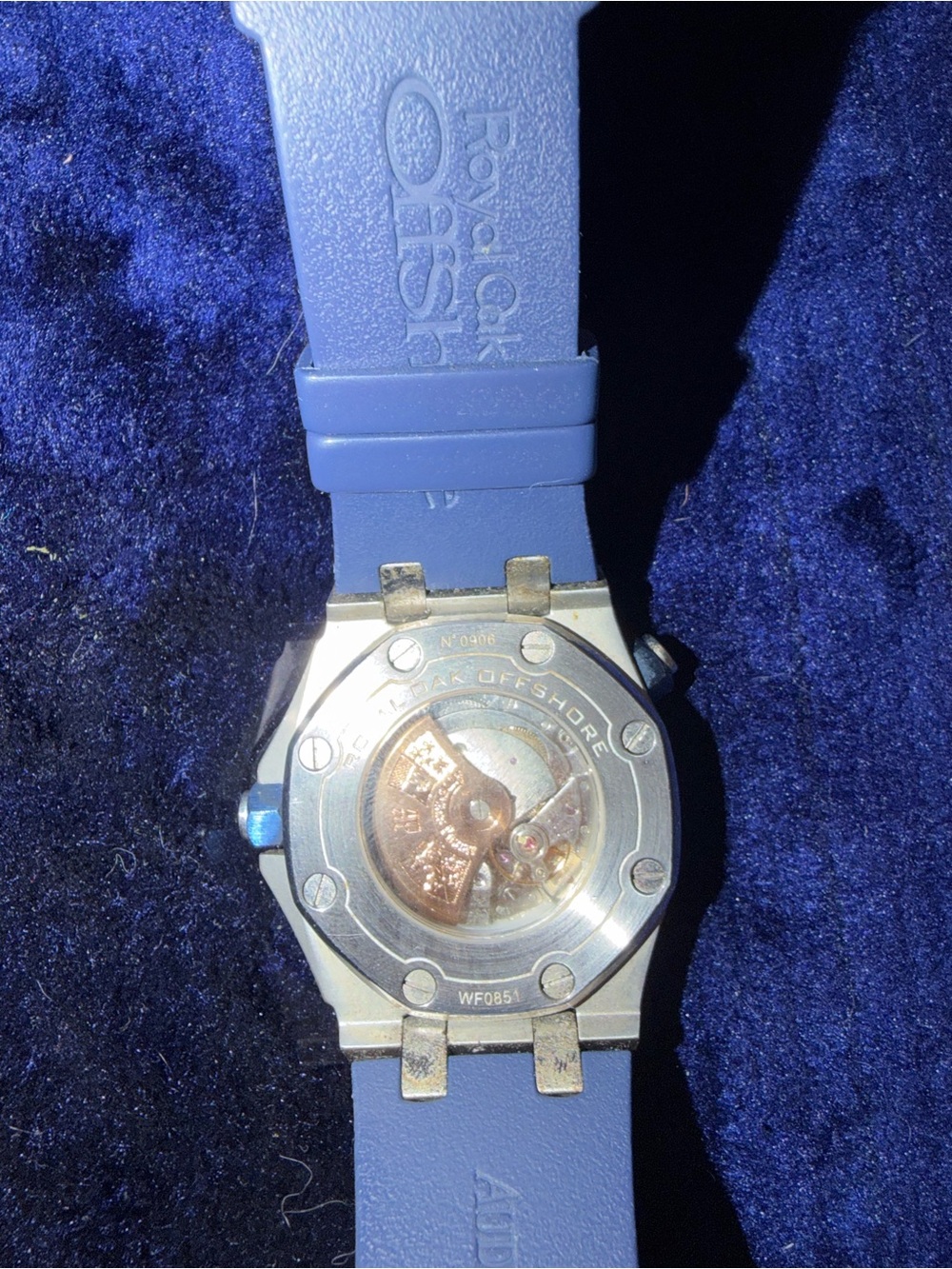 Audemars Piguet Royal Oak Offshore Blue Rubber Strap Watch (Back View)